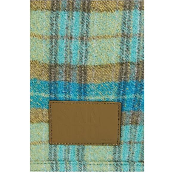 NEW Sandro Kasbah Checked Brushed Felt Tote Blue Green Yellow - Picture 2 of 10